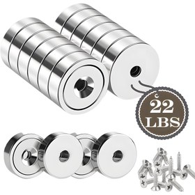 Resim 9.98 KG Nadir Toprak Neodimyum Mıknatıslar Vidalarla Birlikte - Cilalı Metal Diskler, Düzenli Depolama için Kolay Duvar Montajı, Dayanıklı ve Çok Yönlü Kullanım, El Sanatları için Mıknatıslar 