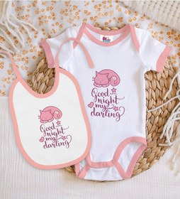 Resim Bk Kids Good Night My Darling Tasarımlı Pembe Bebek Body Zıbın Ve Çok Renkli 