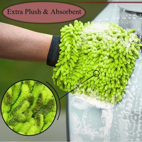 Resim 2 adet Araba Yıkama Mikrofiber Eldiven, Premium Mikrofiber Yıkama Eldiveni Araba Yıkama Fırçası Gri/Mavi/Yeşil Standart Boyut (18.01cm X 27.99cm) 