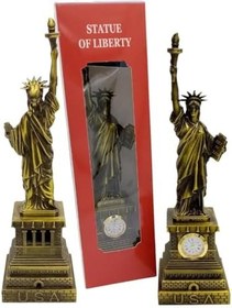 Resim Metal Saatli Özgürlük Heykeli Gold Vintage Dekor USA 25cm 