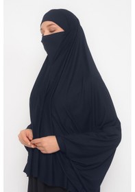 Resim Altobeh Kollu Sufle Çarşaf Üstü Peçeli Pratik Tesettür Hijab - Nikaplı Namaz Örtüsü - Lacivert 