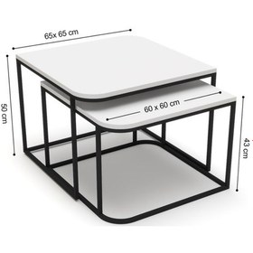 Resim Orta Sehpa Damla İkili Lüx Gold Beyaz Çok Renkli 