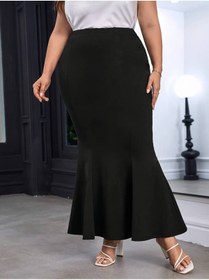 Resim WAYS Kadın Siyah Büyük Beden Dalgıç Balık Etek Toparlayıcı Maxi Boy Şık & Modern 