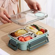 Resim 28.74oz Paslanmaz Çelik İzoleli Öğle Kutusu - Sızdırmaz 3 Bölümlü Gıda Konteyneri, Mutfak Gereçleri Depolama ve Kolu ile, Okul, Ofis, Kamp, Piknik için Korozifast Tasarım 
