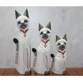 Resim Ahşap 3'lü Kedi Seti 50 Cm Okas:1 