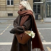 Resim 1 adet Kadın Zarif Kalın Sıcak Kahverengi Eşarp - Bohem Tarzı Düz Renk Kışlık Eşarp, Rahat Soğuk Korumalı & Sonbahar/Kış için Şık, Ona Mükemmel Hediye, Günlük & Resmi Kıyafetler, Çok Yönlü Moda Aksesuarı | Bohem Tarzı Eşarp | Yumuşak Dokulu Kumaş 