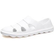 Resim Beyaz Erkek Yaz Su Geçirmez Slip-On Plaj Ayakkabıları Hafif Tüm Maçlar Yumuşak Nefes Alabilen Günlük Sandaletler Beyaz 