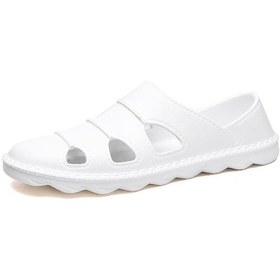 Resim Beyaz Erkek Yaz Su Geçirmez Slip-On Plaj Ayakkabıları Hafif Tüm Maçlar Yumuşak Nefes Alabilen Günlük Sandaletler Beyaz 
