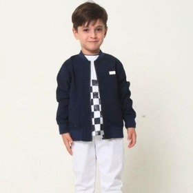 Resim Erkek Çocuk Ceket T-shirt Pantolonlu Takım-14106 Lacivert 