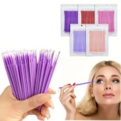 Resim 50 adet/100 adet Grafted Kirpik Temizleme Çubukları - Eyeliner, Ruj ve Ruj Leke için Mini Makyaj Fırçaları, Alkol İçermeyen, Hassas Işık Bej'i Nazik, Dayanıklı ABS Plastik, Hassas Uygulama ve Kaldırma için İdeal, Eyeliner, Ruj Leke, Şık Tasarım 