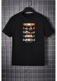 Resim Unisex Cosplay Haikyuu Baskılı T-shirt Siyah 