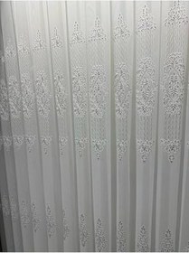 Resim Nivemeshome Pırıltı Gümüş Detaylı 1/3 Sık Pileli Tül Perde Apm,Beyaz 100 X 280 