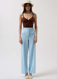 Resim Bel Kemerli Pantolon - Bebe Mavi / 38 