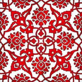 Resim Armada Çini 20x20 Cm SP 83 Kırmızı Beyaz İznik Rumi Desenli Çini Karo 