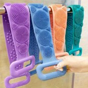 Resim 3 adet Yeşil Mor Mavi Karışık Set Vücut Süngeri Silikon Fırça Banyo Havlusu Scrub Sırt Masajı Duş Uzatma Işık Bej Temizleme Fırçası 