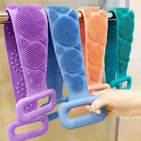 Resim 3 adet Yeşil Mor Mavi Karışık Set Vücut Süngeri Silikon Fırça Banyo Havlusu Scrub Sırt Masajı Duş Uzatma Işık Bej Temizleme Fırçası 