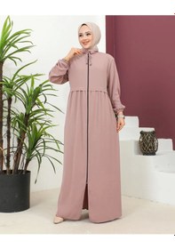 Resim Büyük Beden Krep Ferace -pembe Pembe 