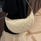 Resim 1 Adet Kadın Kapitone Naylon Çapraz Çanta - Fermuarlı Kapatma, Polyester Astarlı, Düz Renkli Şehir Stili ile Rahat Hilal Omuz Askılı El Çantası 