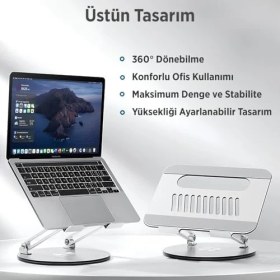 Resim Juo 360 Dönebilen Yükseklik Ayarlı Metal Notebook Laptop Standı 