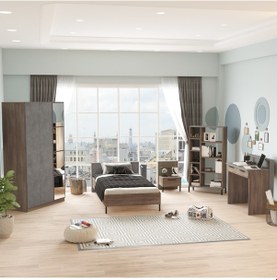 Resim Yurudesign New Home Genç Odası Seti Kahve-Beton Hm12-Cg 