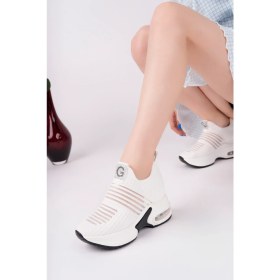 Resim Guja Kadın Ithal Örme Beyaz Triko Gizli Dolgu Topuk Sneaker 