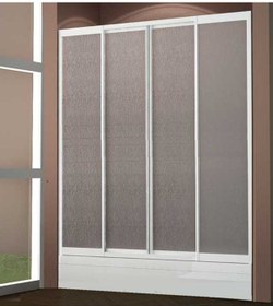 Resim İki Duvar Arası İki Sabit İki Kayar Kapili Duşakabin Beyaz 