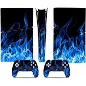Resim Kt Grup Mavi Alevler Playstation 5 Slim Disk Versiyon Sticker Kaplama Seti 