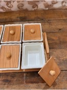 Resim Ahşap Tepsili Kahvaltılık Kare 6 Lı 