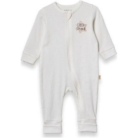 Resim Babycosy Organic Wear %100 Organik Pamuk,ribana Fermuarlı Bebek Tulum Little Prince Baskılı,uzun Kollu,yenidoğan Ve Bebek Ekru 