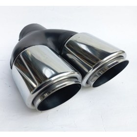 Resim 76 Mm. Krom Eğik Eşit Dual Uyumlu Çift Çıkışlı Paslanmaz İçi Borulu Egzoz Eksoz Ucu 