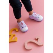 Resim First Step Unicorn Fermuarlı Kadife Panduf 