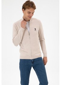 Resim U.S. Polo Assn. Erkek Slim Fit Taş Melanj Triko Hırka 50313684-VR225 