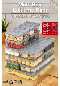 Resim Multi Box 17 Parça 5 Farklı Boy Saklama Kabı Seti - Dondurucu & Mikrodalga Uyumlu Gri 