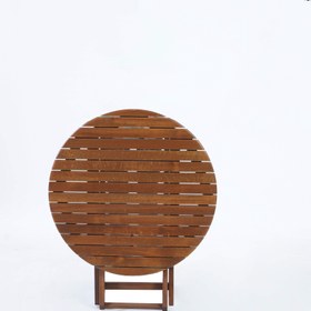 Resim Yuvarlak Katlanır Ahşap Kamp & Piknik Masası - 80X80 