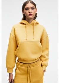 Resim Grimelange Selene Kadın Kapüşonlu Kangru Cepli Regular Fit Sarı Sweatshirt Sarı 
