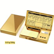 Resim 1 Adet Lüks Altın Renkli Dijital Terazi, 200g Kapasite & 0.01g Hassasiyet - Tare Fonksiyonu, Otomatik Kapanma, g/oz/ct Birimleri, Silinebilir Yüzey, Kompakt ve Taşınabilir Kaymaz Tabana Sahip Koruyucu Kabaklı Mücevher, Altlık Paraları, Otlar, Tozlar, Laboratuvar Kullanımı İçin Elegant Golden Design Dayanıklı ABS Malzemeden Seyahat Ve Evde Ideal (Koleksiyoncular ve Profesyoneller için) 