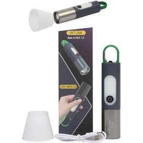 Resim Çok Fonksiyonlu Type-c Girişli Kancalı 750 Lümen Şarjlı 4 Mod Aydınlatma Kamp Lambası Araç Tamirci Çalışma Vb Feneri Gri 