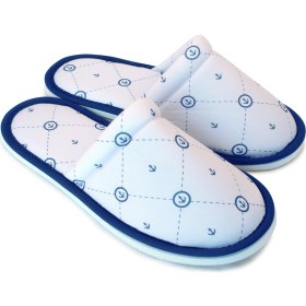 Resim Chochili Erkek Gri Marine Desenli Yumuşak Tabanlı Ev Terlik 
