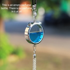 Resim 1 adet Paslanmaz Çelik Araba Hava Temizleyici Kolye - Şeffaf Kapak ve Metalik Halka ile Lüks Koku Diffüzyon Şişesi, Araba İç Mekan Aksesuarları için Dolu Olmayan Tasarım, Şık ve Fonksiyonel, Araba Hava Temizleyici Uzun Süreli, Şık Silindirik Stil, Kaliteli El Sanatları 