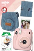 Resim Fujifilm Instax Mini 11 Pembe Fotoğraf Makinesi Ve Jean Aksesuarlı 