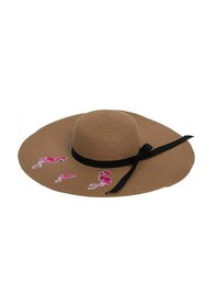 Resim Bay Şapkacı Flamingo Hasır Kadın Şapka 7046 