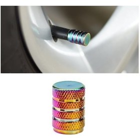 Resim Araba Bisiklet Lastiği Alüminyum Alaşımlı Toz Geçirmez Vana Kapağı Silindirik Stil 