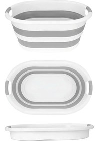 Resim Katlanabilir Çamaşır Sepeti 26 Lt Pratik Çamaşır Selesi - Taşınabilir, Yer Kaplamaz Beyaz 