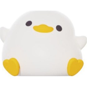 Resim Xurunkeji Led Gece Lambası Sevimli Ördek Karikatür Hayvanlar Silikon Lamba Çocuklar İçin Çocuk Dokunmatik Sensör Zamanlama Usb Şarj Edilebilir Beyaz 