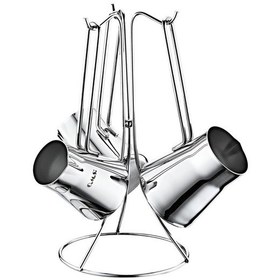 Resim Oms 7034 Çelik Cezve Takımı 4 Parça Silver 