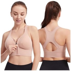 Resim Mor Ön Fermuar İçi Boş Güzellik Geri Sutyen Hiçbir Çelik Halka Spor Sutyeni Darbeye Dayanıklı Koşu Spor Yeleği İç Çamaşırı Kadın Toplamak Mor 