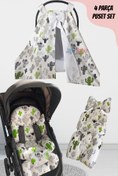 Resim Jaju Baby Kaktsü Desenli 4 Parçalı Puset Takımı (tutmalı) 