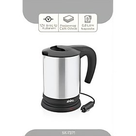 Resim Sinbo SK-7371 12V Araç Içi Kettle Paslanmaz Çelik Su Isıtıcısı 0.8lt 120W Çakmaklık Fişli 