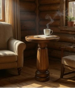 Resim ASELYA HOME Doğal Ahşap Tekli Mantar Yan Sehpa Modern 50cm Fiskos Çiçeklik Yatak Odası 