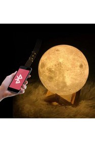 Resim Piraye Gift Bluetooth Hoparlörlü Ay Gece Masa Lambası 16 Renkli Dokunmatik Uzaktan Kumandalı Çocuk Odası Hediyel 